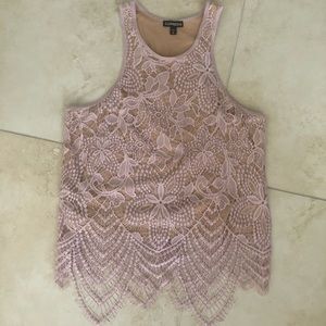 Express light pink lace floral tank top